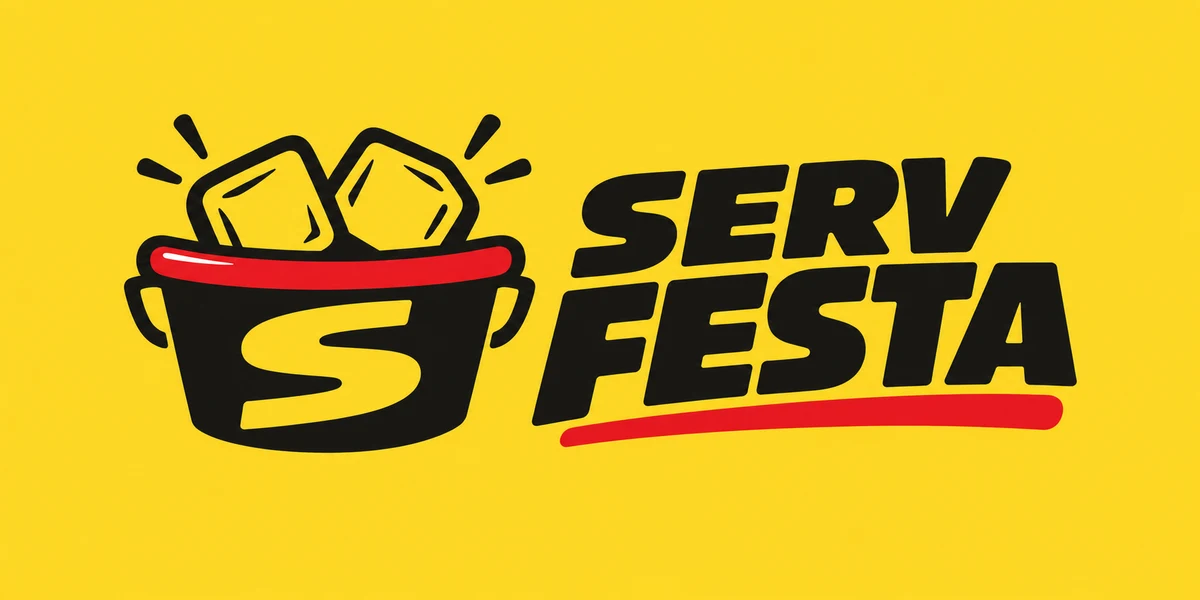 Serv Festa, com o símbolo de um balde de gelo.